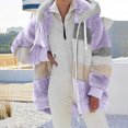 thumbnail image 2 of FAIWAD Women's Full Zip Fuzzy Fleece Hooded Coat Color Block Drawstring Fall Winter Warm Coat with Pockets, 2 of 6
