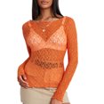 thumbnail image 2 of Faithtur Femmes de l'Été Pure Crop Tops Manches Longues Ajusté Dentelle Courte Sortir Tops pour la Fête, 2 of 9