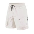 thumbnail image 2 of Sentmoon Cargo Shorts for Men Elastic High Waist Athletic Shorts with Zipper Pockets Men Loose Drawstring Solid Color 2025 Summer Golf Shorts Trendy for Sports Practice White XL, 2 of 5