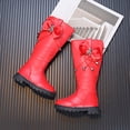 thumbnail image 4 of Pandaie Knee High Boots Girls Fashion Bowknot Riding Mid Calf Booties Low Heel Winter Dress Combat Boot Red 11.5, 4 of 5