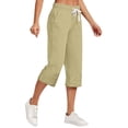 thumbnail image 1 of Timegard Womens Capri Pants Straight Leg Elastic High Waist Drawstring Casual Crop Pants with Pockets, 1 of 5