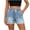 bleu, variante sur Ziynglg Shorts pour Femmes Taille à Nouer Jambe Grand Shorts en Denim Coupés Shorts d'Été Extensibles Amples Couleur Unie avec Poche
