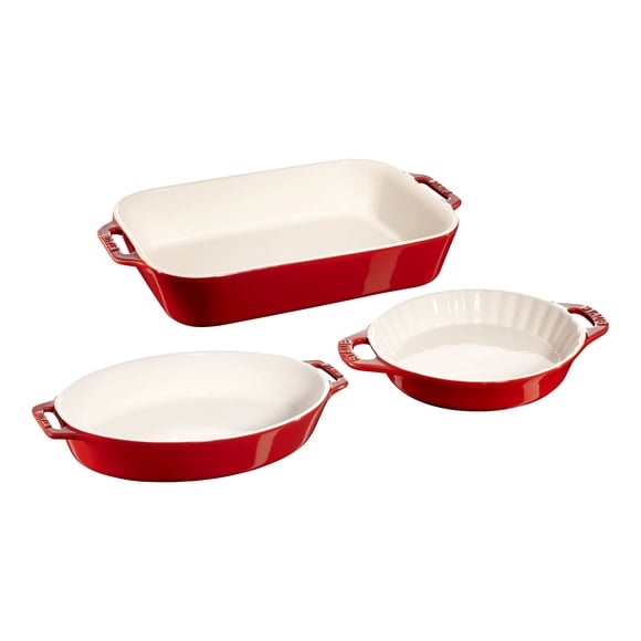 STAUB Ceramique Mixed Baking Dish Set Cherry 3 Piece