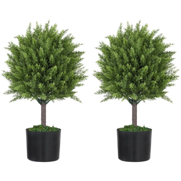 HOMCOM Set of 2 Decorative Artificial Plants, Fake Plants for Home, Green