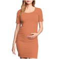 thumbnail image 2 of Ovzne Robes d'Été pour Femmes 2025 Robe Femme Jupe de Maternité Plissée Imprimée à la Mode pour Femme à Manches Courtes Col Rond Robe Mi-Mollet Robe pour Femmes à Manches Courtes Imprimée Liquidation, 2 of 6