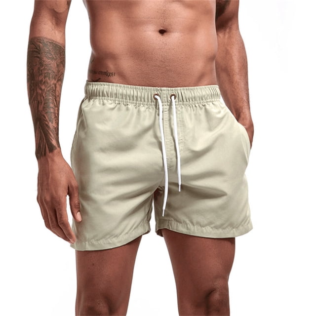Shorts de Plage Unisexes Décontractés à Cordon de Serrage avec Poche Solide Cinq Points
