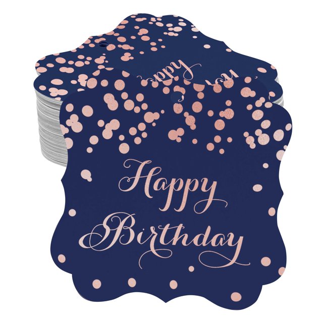 Inkdotpot Pack Of 100 Real Rose Gold Foil Bracket Shape Paper Tags Happy Birthday Favor Hang Tags