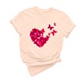 thumbnail image 2 of Meichang T-Shirts de la Saint-Valentin pour Femmes Imprimé Cœur Manches Courtes Col Rond Pull Ample Décontracté Tops de Vacances, 2 of 6