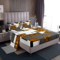 thumbnail image 1 of YST Abstract Geometric Bedding Full Orange Glitter Bling Sequins Check Bed Sheets,Black Grey Geometry Stripes Grids Sheet Set Starry Sky Stars Fitted Sheet + Flat Sheet + 2 Pillow Cases, 1 of 5