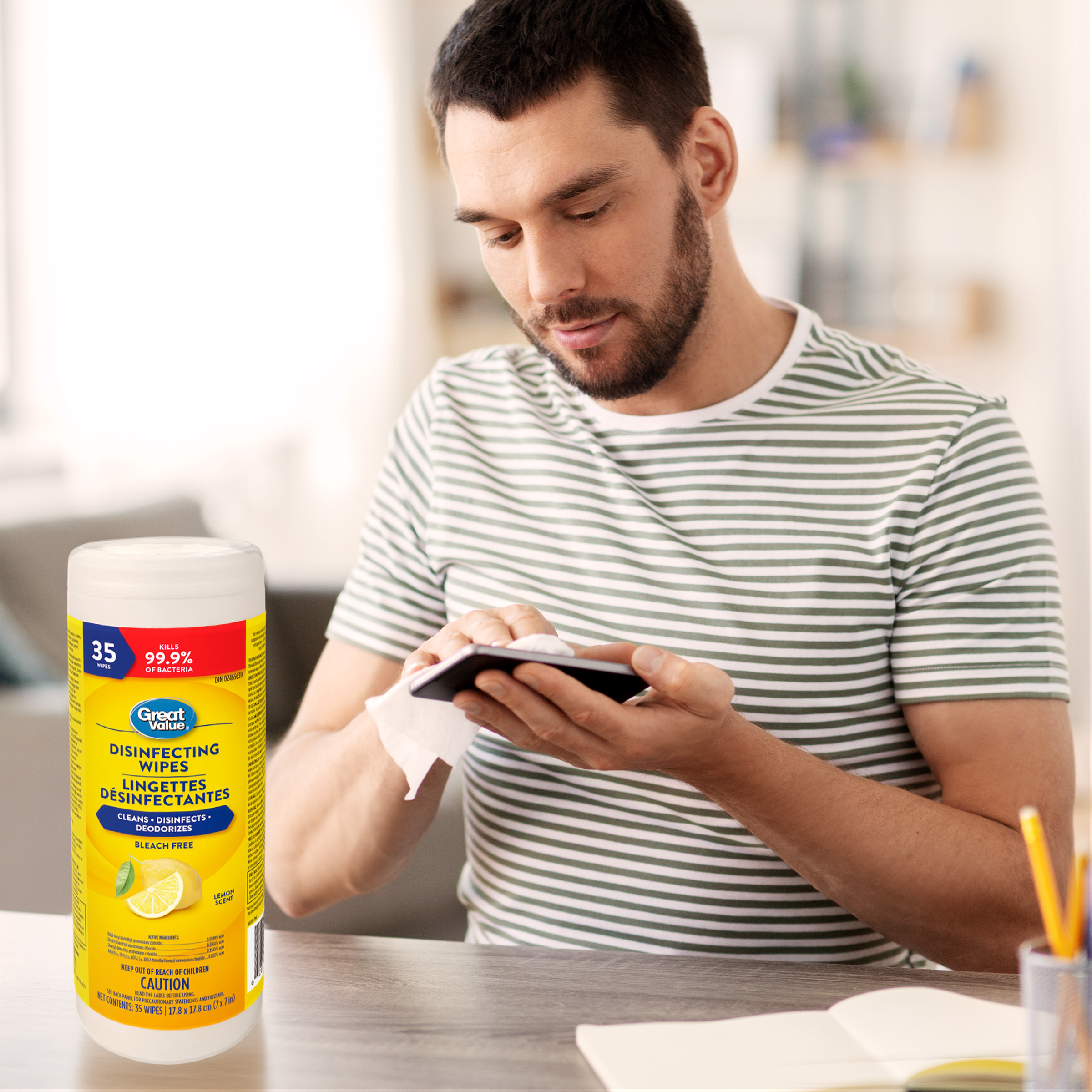 Great Value Disinfecting Wipes Lemon Scent, 35ct