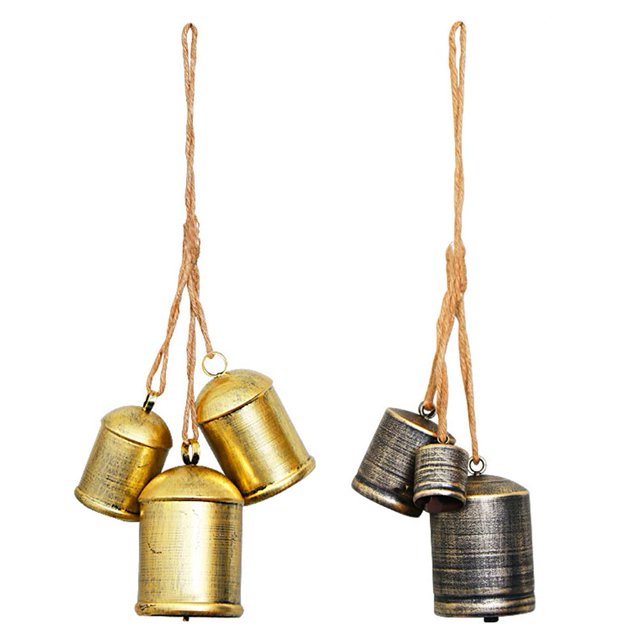 3pcs/ Set Metal Bell With Hanging Rope Christmas Bell Door Decoration Home яγ A9S7