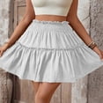 thumbnail image 4 of JFHHQ Robe Courte Unie Élégante pour Femme Mode Unie Taille Haute Décontractée Jupe à Volants pour Tous les Jours S Blanc, 4 of 7