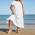 thumbnail image 4 of XiYing Robes d'Été pour Femmes, Robe Maxi Décontractée de Mode pour Femmes Grande Taille à Encolure Carrée avec Boutons, Bretelles, Dos Plissé et Détails de Buste,, 4 of 8