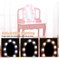 thumbnail image 4 of Vanity with Touch Lighted Mirror, Little Girls Vanity Table & Stool, Makeup with Tri-Fold Mirror, Drawer & Storage Grid for 3-9 Yrs Girls,Pink(with accessories), 4 of 5