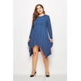 thumbnail image 1 of U.Vomade Women's Fall Plus Size Dress Solid Color Round Neck Long Sleeve Pocket Dress, 1 of 7
