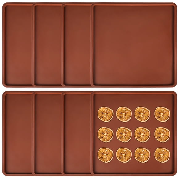 8 PCS Silicone Dehydrator Trays, 14 x 14 Inches Silicone Dehydrator Sheets Compatible with Excalibur, Non-Stick Silicone Mat with Edge for Fruits Vegetables Meat, Leather Dehydrator Tray for Liquid