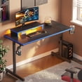 thumbnail image 1 of Bestier 42" Gaming Desk PC Computer Table with LED Lights & Monitor Stand & Hook & Cup Holder in Blue, 1 of 7