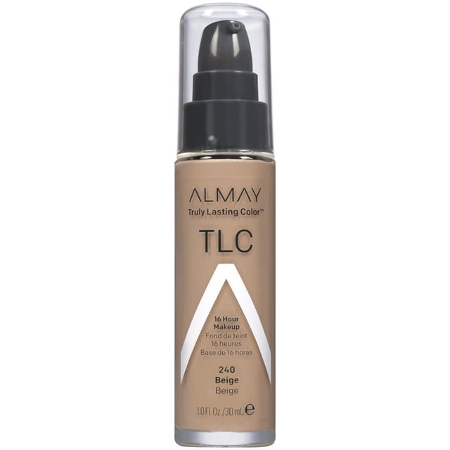 Almay® Truly Lasting Color™ Maquillage Liquide en 240 Beige, une Bouteille à Pompe de 30 ml avec Bouchon Transparent, Enrichie de Vitamine E et d'Extrait de Citron pour Lisser et Illuminer, Offrant jusqu'à 16 Heures d'Éclat Naturel et un Port Confortable.