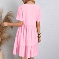 thumbnail image 4 of Robe à Volants à Étages pour Femmes Grande Taille, Été, Manches Courtes, Robe Babydoll Décontractée à Col en V, Robes pour Dames, Rose Pâle, 3TG, 4 of 7