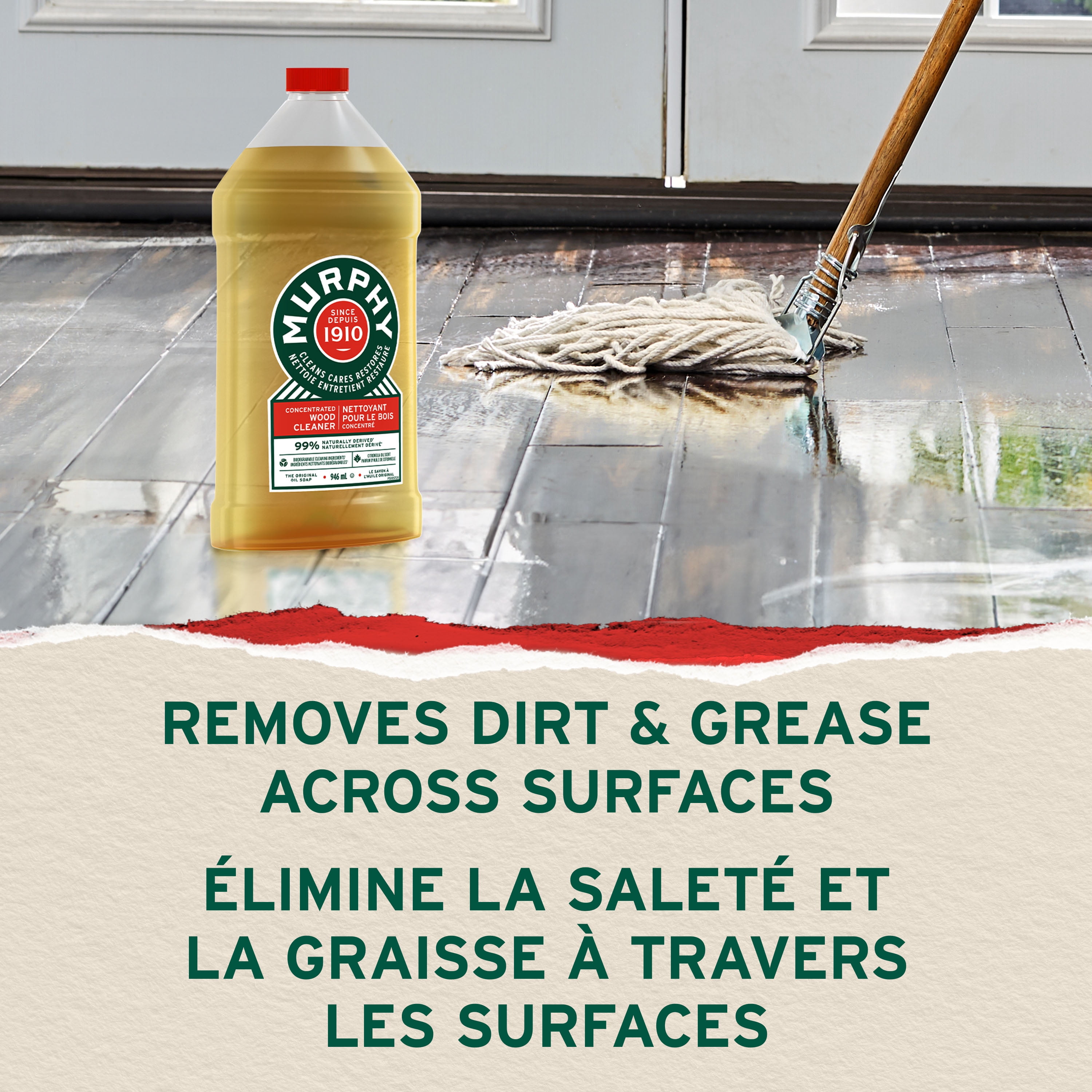 Savon à l’huile Murphy, formule concentrée, nettoyant bois, citronnelle, 946 ml