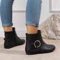 thumbnail image 4 of Mareep Women's Solid Color Solid Color Plus Size Thick Heel Pointed Buckle Short Boots Shoes Beautiful Gift Shoes Clearance, 4 of 5