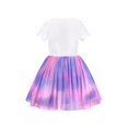thumbnail image 2 of Robe Fille Blanche Multicolore Teinture sur Nœuds Cœur Plissée Tulle Fête Décontractée 5 Ans, 2 of 7