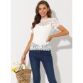 thumbnail image 2 of INSPIRE CHIC Haut en Dentelle Florale Semi-Transparente à Bord Festonné pour Femme, 2 of 7