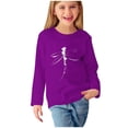thumbnail image 1 of T-shirts à Manches Longues pour Filles, Col Rond, en Coton, Imprimé Libellule, T-Shirts Décontractés d'Automne et de Printemps, T-Shirts Graphiques Basiques pour Enfants (5 Ans, Violet), 1 of 5