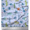 thumbnail image 1 of Soimoi Poly Georgette Fabric Fish,Coral & Starfish Ocean Decor Fabric Printed Yard 52 Inch Wide, 1 of 3