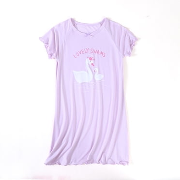 Girl's Stripes Nightgowns Cotton Sleep Shirts Princess Nightdress Flutter Sleeve Nightwear 3-12 Years