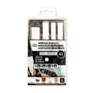 Royal & Langnickel Marqueur de peinture acrylique, Conseils variables, Blanc, paquet de 4