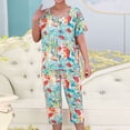 thumbnail image 2 of Pisexur Ensembles de Pyjama pour Femmes 2 Pcs Boho à Imprimé Floral Chemises de Nuit en Coton pour Femmes Décontractées Col Rond T-Shirts à Manches Courtes Hauts et Pantalons de Détente Longueur Genou Pyjamas Grande Taille pour Femmes Ensemble TG-4TG, 2 of 3