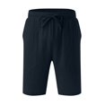 thumbnail image 4 of Men's Linen Shorts Casual Elastic Waist Drawstring Summer Beach Shorts, 4 of 6