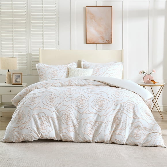 Rose Clipped Pink Comforter Set - King