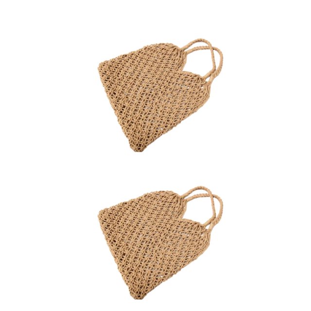 maskred Stylish And Functional Straw Handbag For All Needs Straw Beach Bag Shoulder Bag Straw Bag Tote Bag khaki 2Set