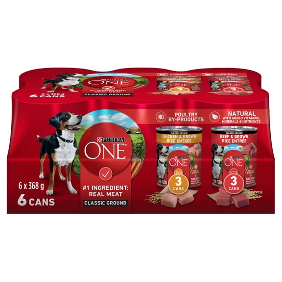 Purina ONE SmartBlend Assortiment Moulu Classique, Nourriture Humide pour Chiens 368 g