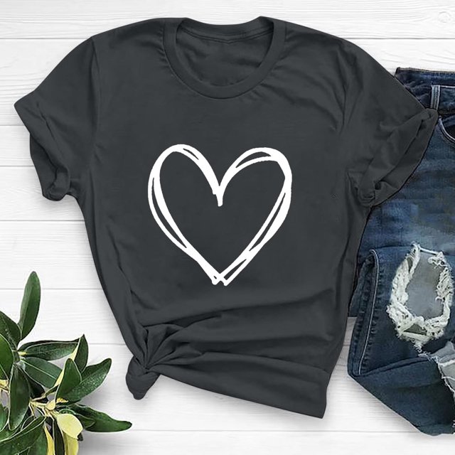 EGNMCR T-Shirts pour Femmes T-shirt à Col Rond Imprimé à Manches Courtes pour Femmes, Mode Décontractée, Coupe Ample, Hauts