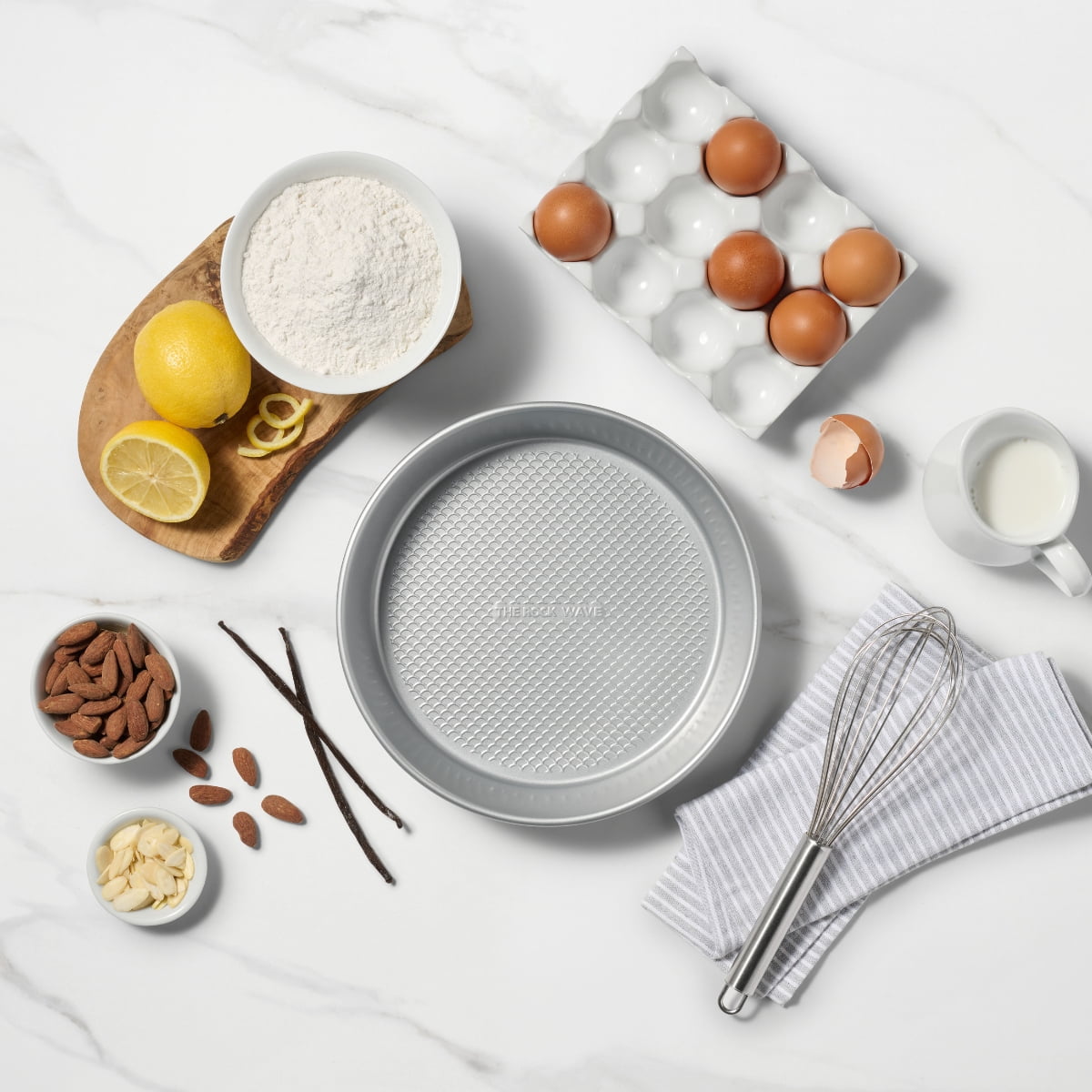 The Rock Wave Round Cake Pan, 9" (23cm) Diameter, Heavy Gauge Carbon Steel Construction, Non-Stick, No PFAS, No PFOA