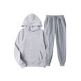 thumbnail image 1 of Innerwin Sweatshirts+Pant Outfits Two Pieces Men Tracksuit Set Sports 2 Pcs Fleece Jogger Sets Grey S, 1 of 2