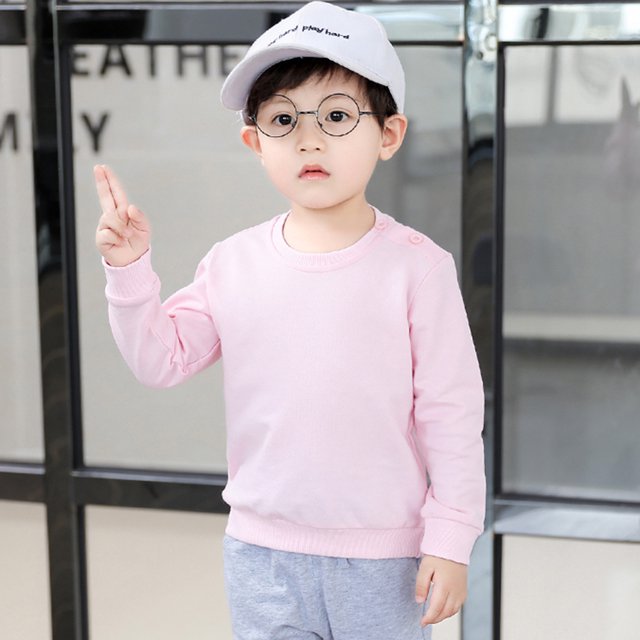 LSLJS Toddler Baby Boy Girl Fleece Pullover Sweatshirt Solid Color Crewneck Blouse Shirt Tops Warm Fall Winter Clothes