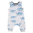 thumbnail image 1 of Xingqing Barboteuse Sans Manches en Coton Imprimé Baleine pour Bébé Garçons Filles, 1 of 9