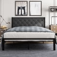thumbnail image 2 of Amolife Queen Size Metal Bed Frame with Upholstered Headboard, Dark Grey, 2 of 2