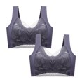 thumbnail image 1 of AherBiu 2PCS Plus Size Bras for Women Lace Full Coverage Push up Padded Large Bust Bralettes Solid Color Everyday Bras, 1 of 3