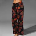 thumbnail image 2 of CEHVOM Women Printing Pokets Elastic Drawstring Loose Trousers Pants, 2 of 8