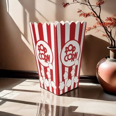 24Pack Paper Popcorn Bag Red Striped Wavy Edge for Snack Gatherings