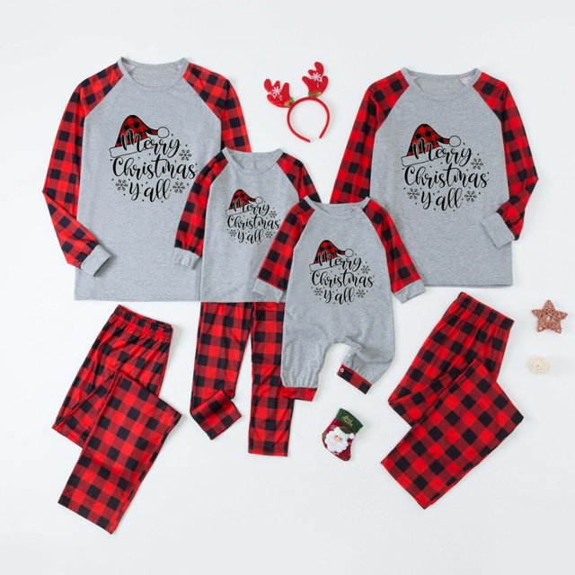 MASRIN Matching Pjs For Family Christmas Pajamas for Family Pjs Matching Set Family Christmas Pajamas Soft Xmas Pajamas Matching Sets Top Pants Christmas Hat Pjs