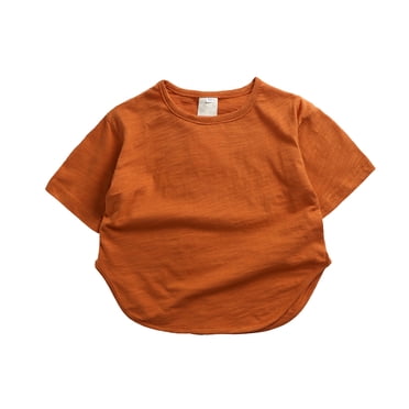 PMVFHDE Liquidation T-Shirts Décontractés Chemises pour Garçon Tout-Petit Enfants Filles Garçons Court Classique Ample Court Doux Manche Courte T-Shirt Uni Tee Hauts Vêtements, Violet, 6 Ans