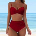 thumbnail image 2 of Huesdet Womens Bikini Sets Triangle Sexy Swimsuit Color Block String Two Piece Bathing Suit(Wine,XXL), 2 of 7