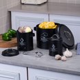 thumbnail image 3 of Carbon Steel Potato Onion Storage Bin with Handle, Large Capacity Sealed Container for Countertop Kitchen Organization, 3 of 7