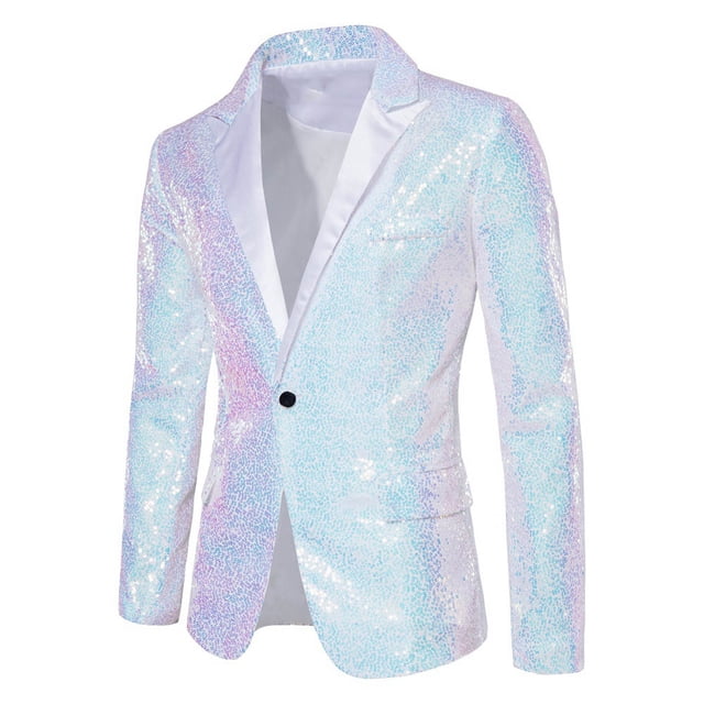 Birdeem Complet à Paillettes Assorti en Couleur pour Homme, Robe à un Bouton, Complet de Spectacle, Veste de Complet à Col à Revers à Manches Longues Manteau Blazer